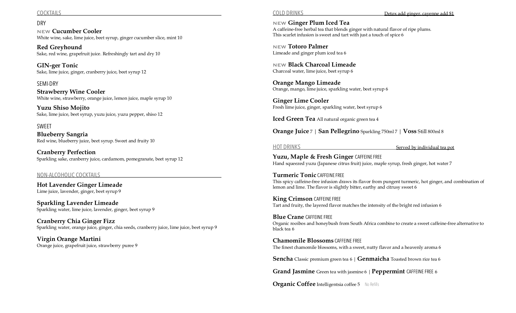 food menu