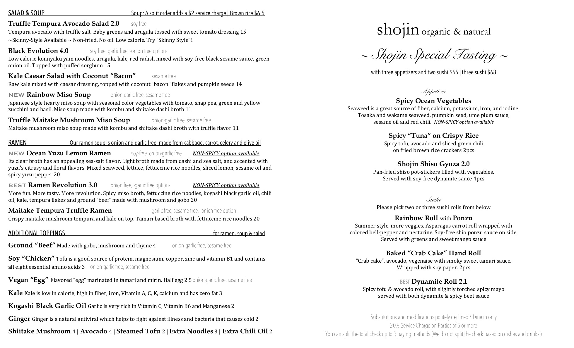 food menu