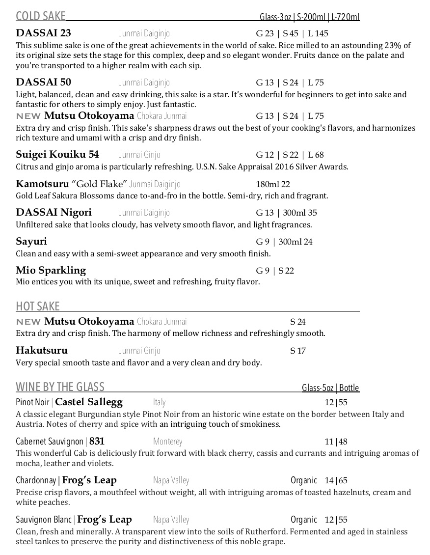 food menu