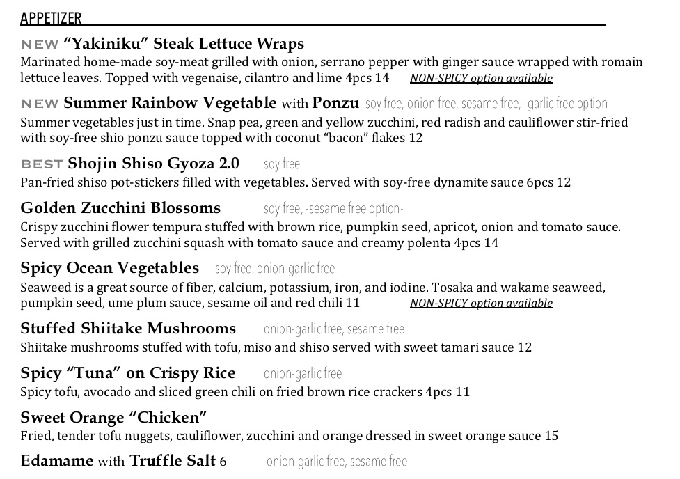 food menu